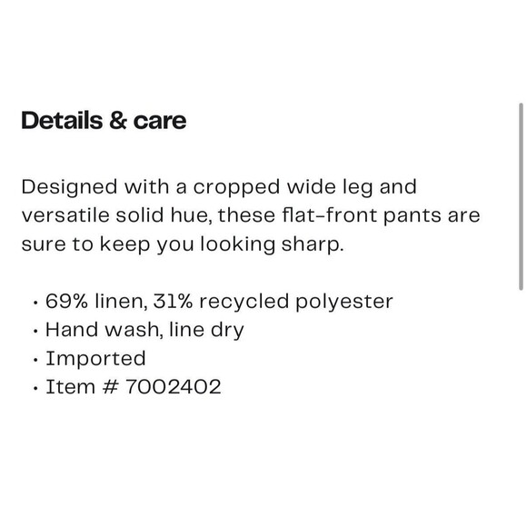 NWT VINCE Crop Wide Leg Linen Blend Black - Size 20 MSRP $325 - Picture 3 of 10